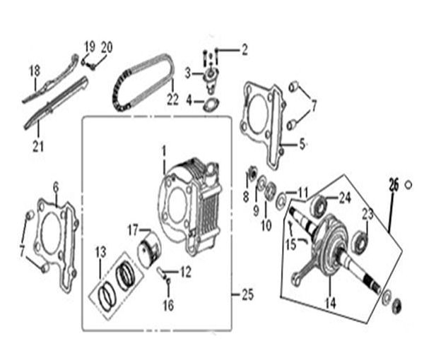 CYLINDER. PISTON AND CRANKSHAFT